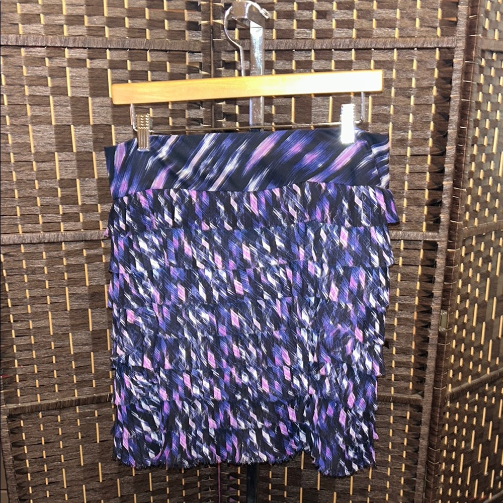 Ann Taylor Purple and Blue Ruched Bubble Mini Skirt